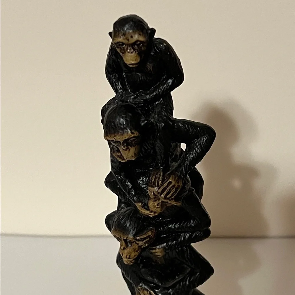 Vintage Four Evils Monkey 8.5” Tower Paperweight. See, Say, Speak, Hear No Evil